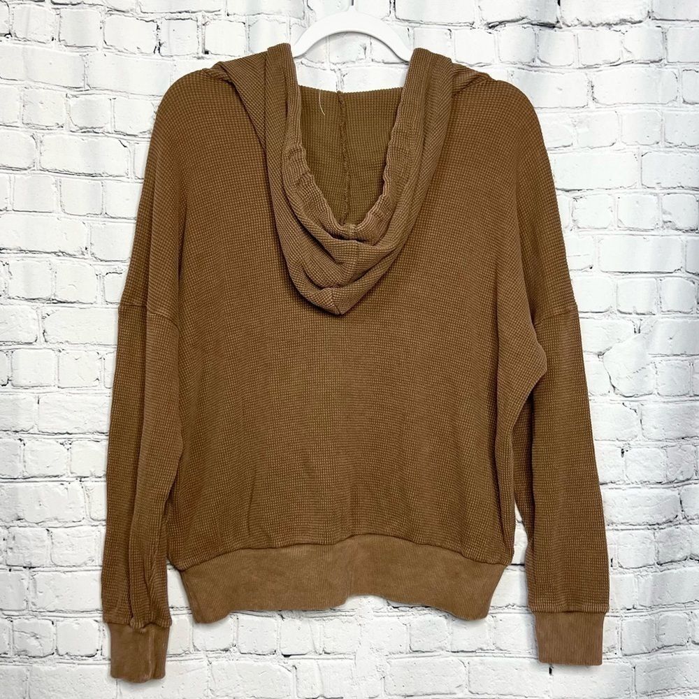 free people movement brown waffle knit thermal pullover hoodie size medium new - Picture 12 of 12